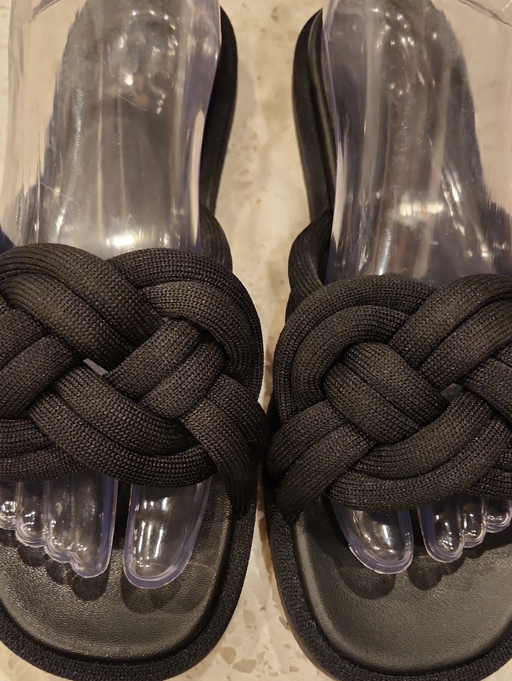ROTHYS Black Braided Slides 8.5